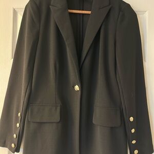 Classic Black Blazer with Gold Buttons